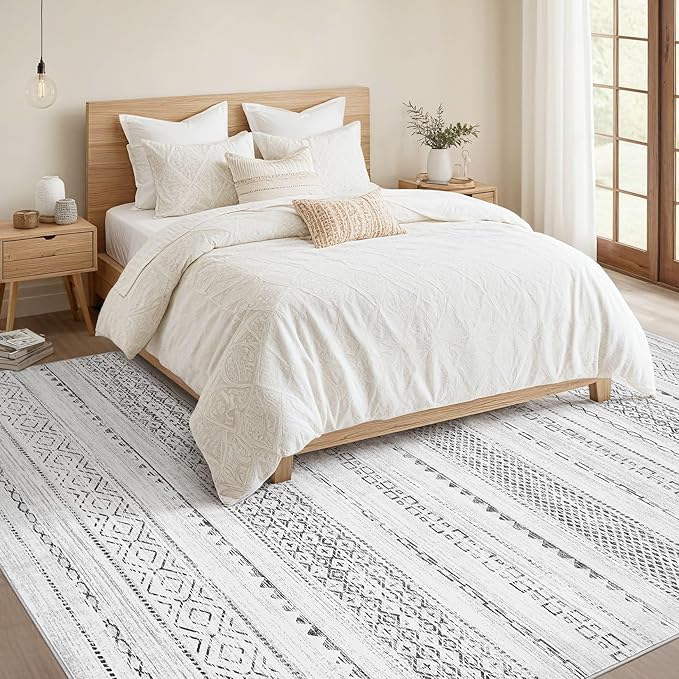 Nakagishi 7x9 Area Rug Living Room: Washable Boho Large Neutral Modern Soft - Image 5