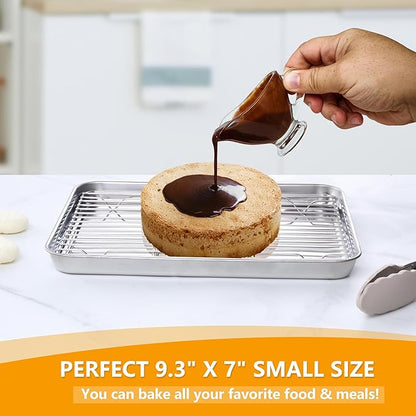 Homikit Baking Sheet with Wire Rack, 9 x 7 Inches Stainless Steel Small Baking - Image 5