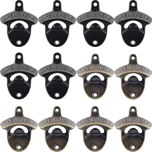12 PCS Wall Mount Beer Opener Bulk, Stainless Mountable Bottle Cap Opener by Wallmountedbottleopener