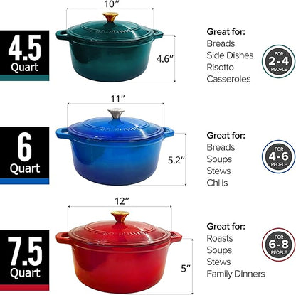 MUELLER HOME 4.5 QT Enameled Cast Iron Dutch Oven, Heavy-Duty Casserole Dish - Image 8