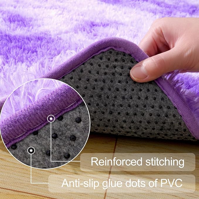 qulint Purple Rugs for Bedroom, Soft Fluffy 3x5 Nursery Rug Shag Fuzzy Small - Image 3