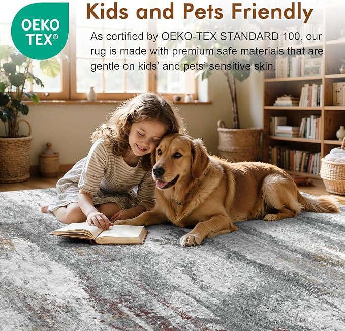 4x6 Ft Abstract Area Rugs for Living Room, Soft Non-Slip Modern Washable Rugs - Image 5