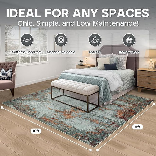 8x10 Area Rugs for Living Room Rug Washable: Modern Large Rug for Dining Room - Image 2