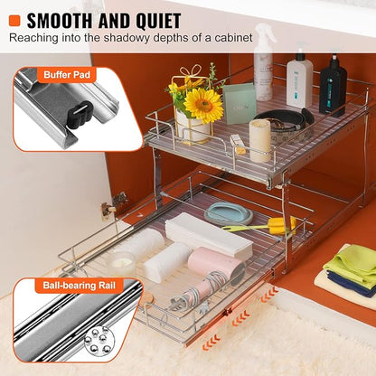 VEVOR 2 Tier 20"Wx21.2"Dx15.2"HPull Out Cabinet Organizer, Heavy Duty Slide Out - Image 3