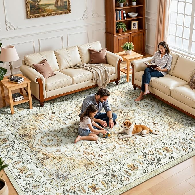 Lessymo 5x7 Area Rugs- Machine Washable Area Rugs, Super Soft Faux-Wool Area Rug - Image 5