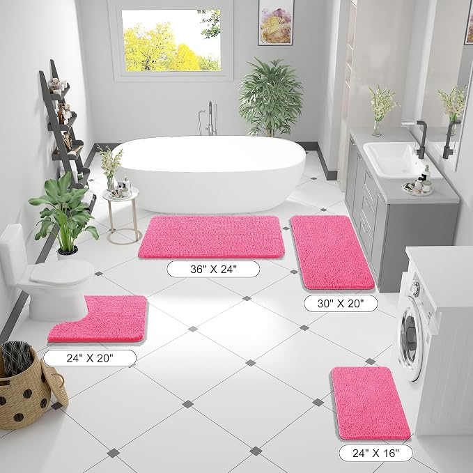 OLANLY Bathroom Runner Rugs 47x17, Soft Absorbent Chenille Bath Rugs, Rubber - Image 8