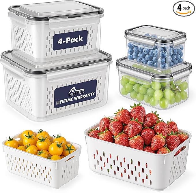 HOTEC 4-Pack Large Fruit Storage Container by Hotec