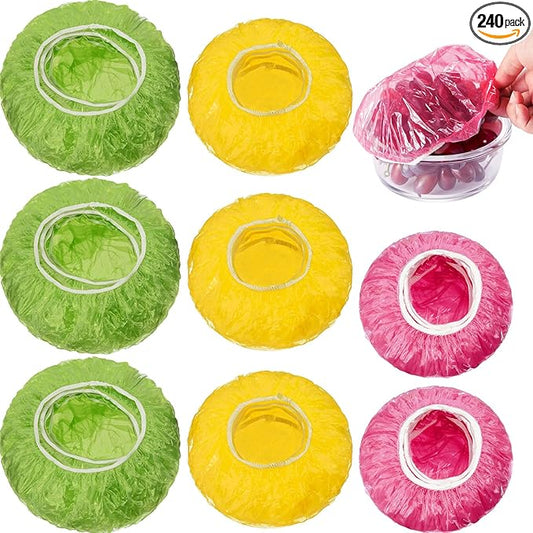 Boao 240 Pieces Reusable Elastic Food Bowl Storage Covers 3 Size Colorful Bowl by Boao
