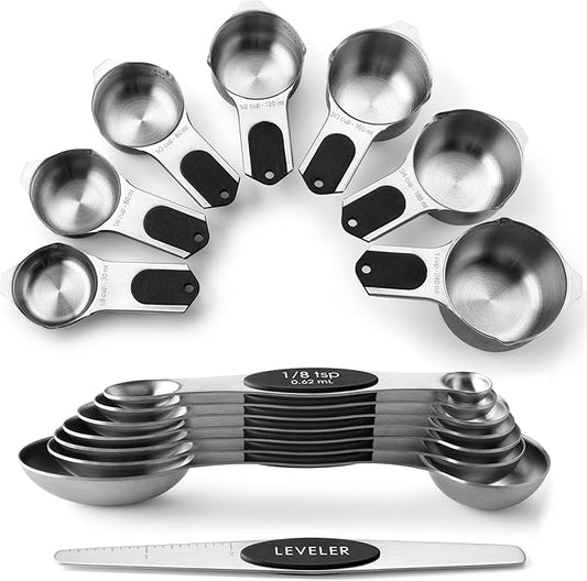 Spring Chef Magnetic Measuring Cups & Spoons Set, Strong N45 Magnets, Heavy by SpringChef