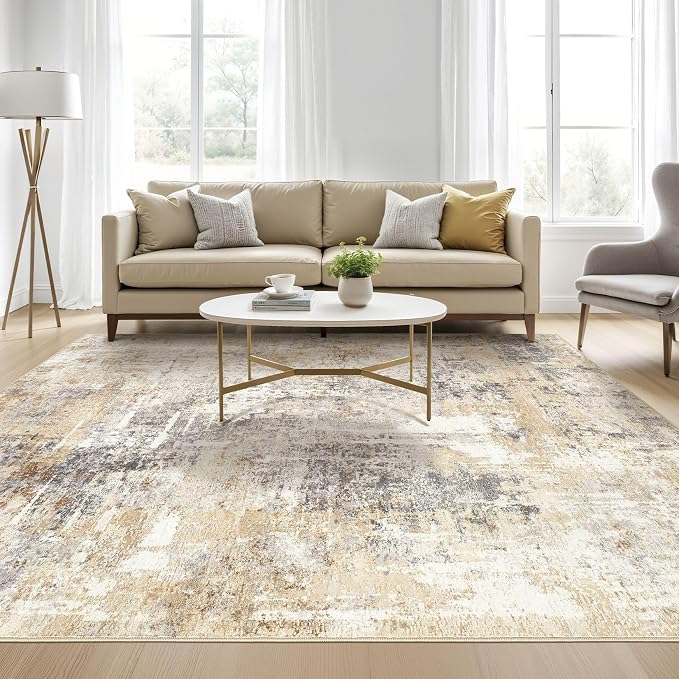 Square Rug 10x10 Living Room: Large Washable Abstract Modern Soft Area Rug - Image 5