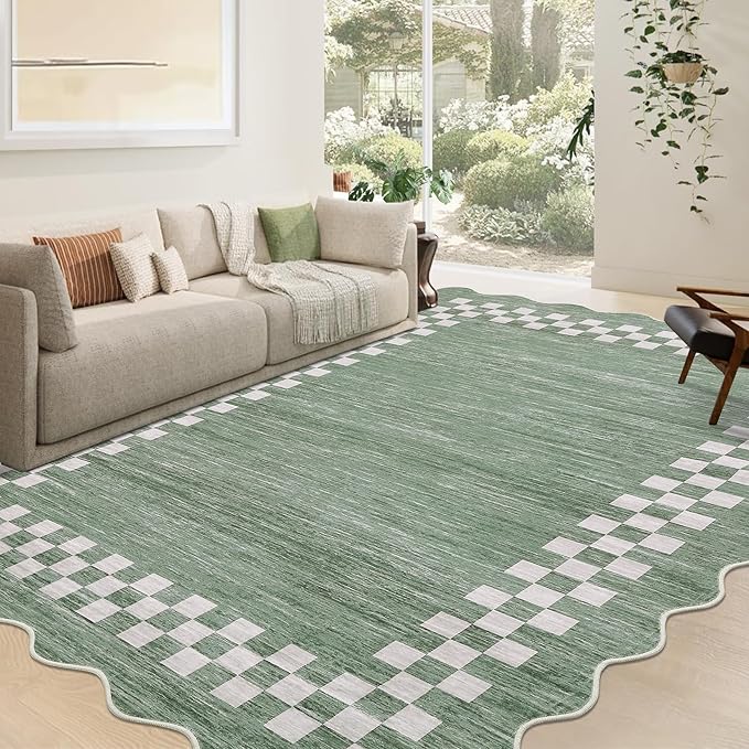 GarveeHome 10x13 Area Rug Large Living Room Scalloped Rug Non Slip Low Pile - Image 7