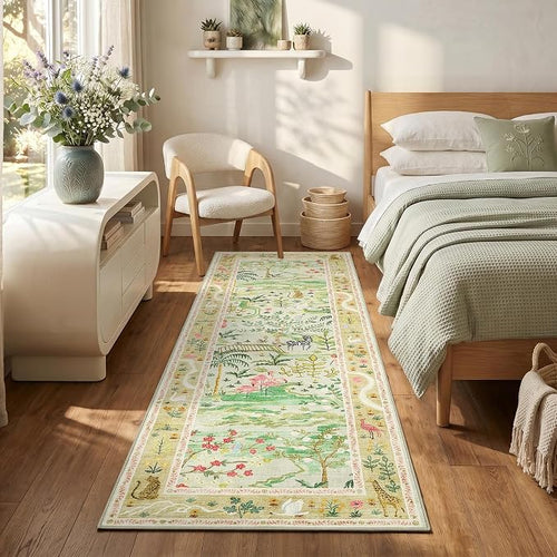 2x6 Hallway Runner Rug Non Slip Forest Nursery Runners Washable Stain Resistant - Image 2