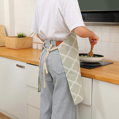 Tosewever 2 Pieces Cotton Linen Waterproof Bib Kitchen Apron - Image 8