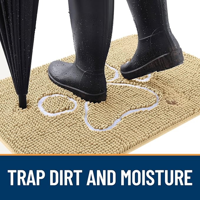 OLANLY Dog Door Mat for Muddy Paws 54x32, Paw Print Design, Absorbs Moisture - Image 2