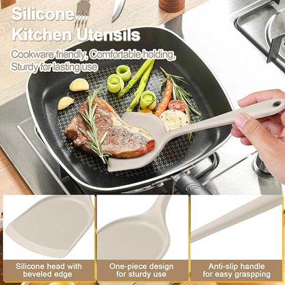 P&P CHEF Kitchen Utensil Set, 4 Pieces Non-stick Silicone Cooking Utensils - Image 3