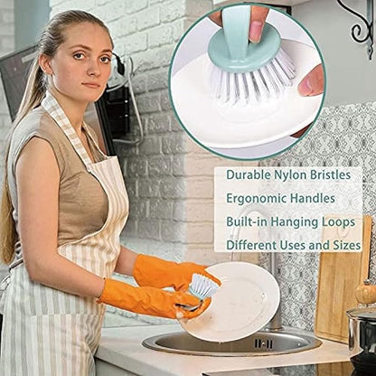 Dish Brush with Handle, Kitchen Dish Scrub Brush Set, 4-Piece Kitchen Cleaning - Image 5