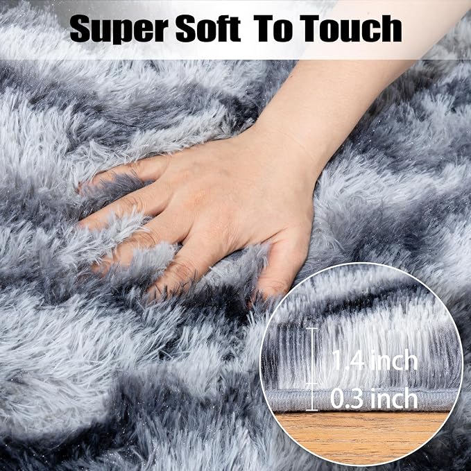 qulint Zebra Rug for Living Room, 5x7 Fluffy Carpet for Bedroom Soft Shaggy - Image 5