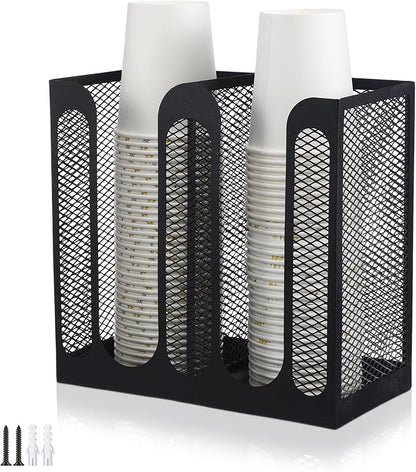 Maxcheck Metal Mesh Cup and Lid Holder Coffee Paper Cup Dispenser Lid Holder by Maxcheck