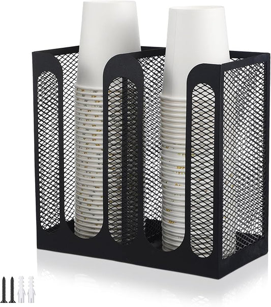 Maxcheck Metal Mesh Cup and Lid Holder Coffee Paper Cup Dispenser Lid Holder by Maxcheck