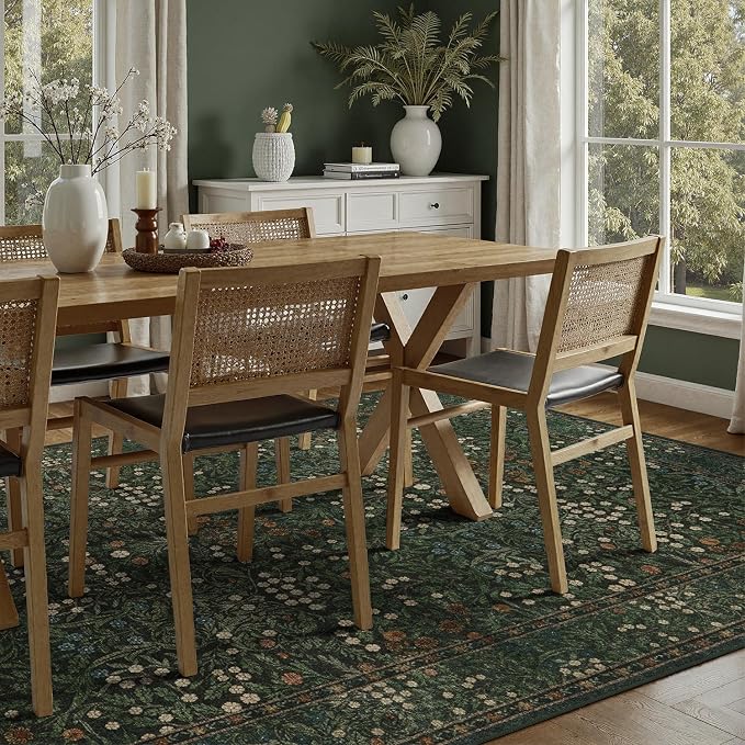 DCX Green 5x7 Area Rug, Machine Washable Non Slip Stain Resistant Soft Vintage - Image 9