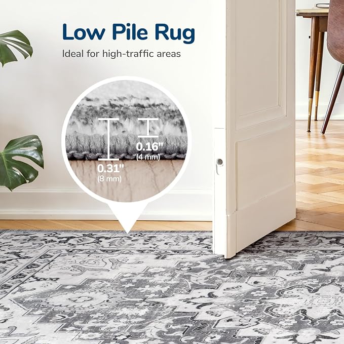 Lessymo Runner Rug for Hallway, Machine Washable Entryway Rugs Boho Faux Wool - Image 6
