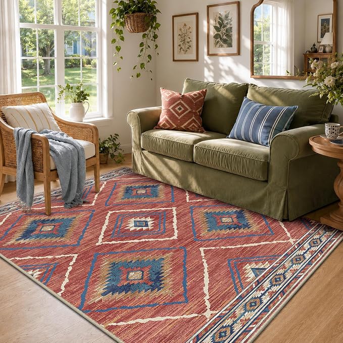 BESTSWEETIE Area Rug 4x6 Rug Machine Washable Non-Slip Low Pile Print Pattern by BESTSWEETIE