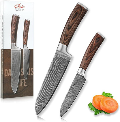 Wakoli EDIB 2-Piece Damascus Kitchen Knife Set – Santoku & Small Santoku by Wakoli