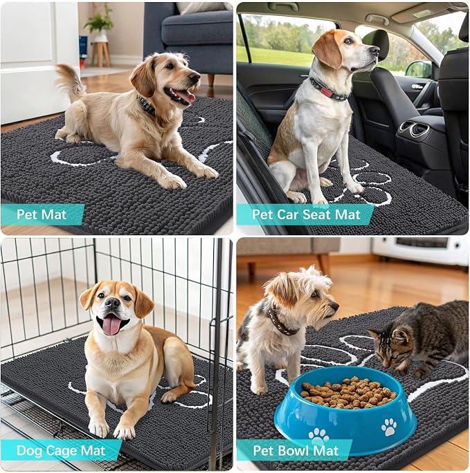 OLANLY Dog Door Mat for Muddy Paws 59x32, Paw Print Design, Absorbs Moisture - Image 7