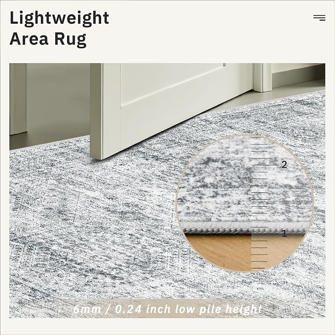 Soalmost 7x10 Area Rug for Living Room Washable Abstract Vintage Soft Thin - Image 7