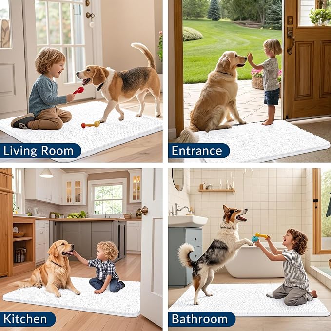 Smiry Dog Door Mat for Muddy Paws 70x24, Absorbent Dirt Trapper, Non-Slip - Image 7