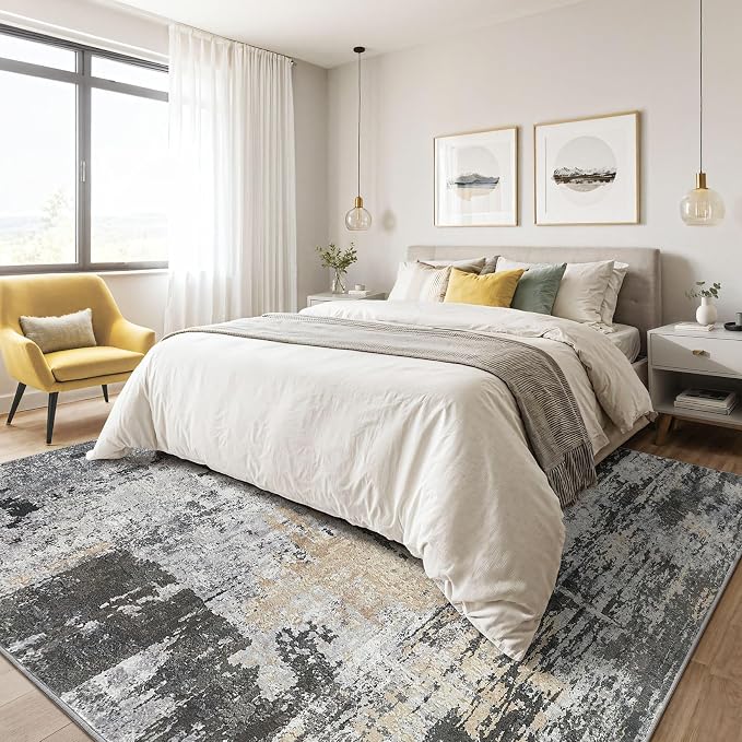 10x14 Area Rugs Living Room: Washable Large Abstract Modern Soft Rug Stain - Image 4