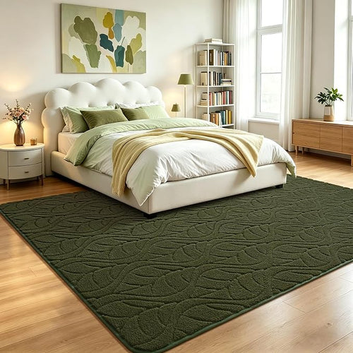 6x9 Olive Green Washable Area Rug - Image 2