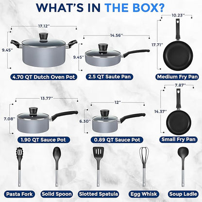SereneLife Kitchenware Pots & Pans Basic Kitchen Cookware, Heat Resistang - Image 3