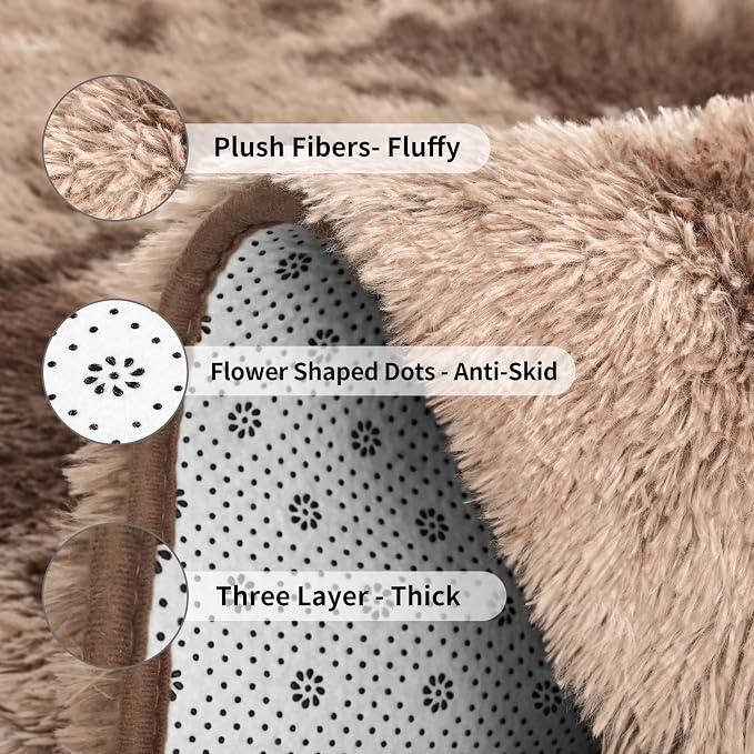 FlyDOIT Large Area Rugs for Living Room, 4x6 Feet Tie-Dyed Coffee Shaggy Rug - Image 6