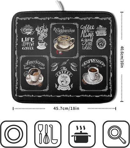 Giwawa Coffee Dish Drying Mat Vintage Anti Fatigue Espresso Cup Black Bean - Image 2