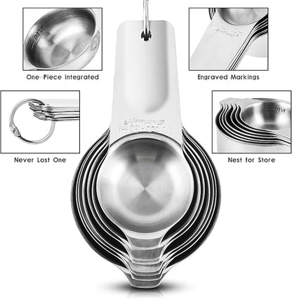 Measuring Cups Set, Stainless Steel Measuring Cup Set 7, 18/8 Stainless Steel - Image 4
