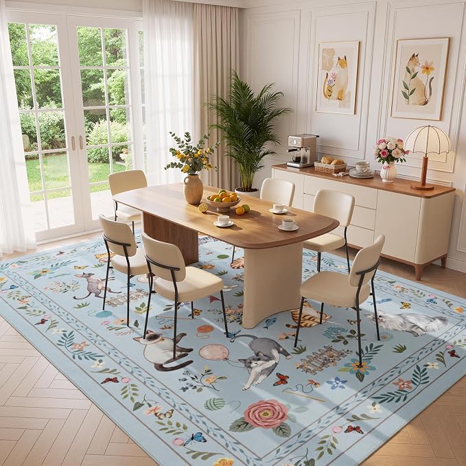 Unirea 8x10 Light Blue Grey Cat Area Rugs - Image 9