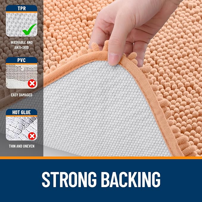 OLANLY Bathroom Rugs 30x18, Extra Soft Absorbent Chenille Bath Rugs, Rubber - Image 6