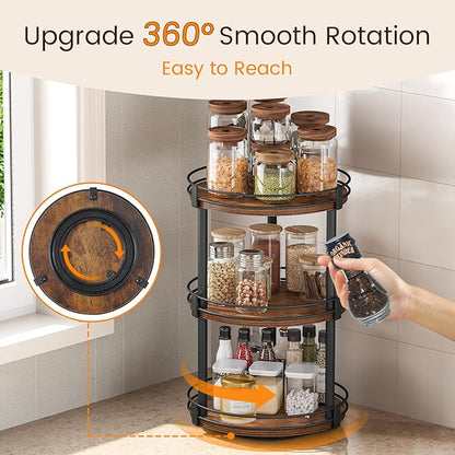 Snughome Lazy Susan Organizer, 3 Tier Rotating Spice Rack, Turntable Lazy Susan - Image 4