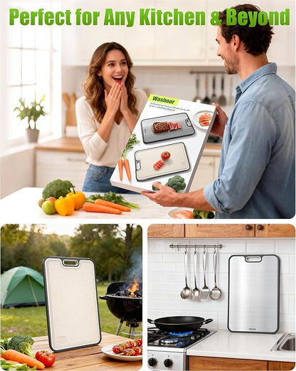 Titanium Cutting Boards for Kitchen, Non Toxic 2-in-1 Cutting Board Double Sided - Image 6
