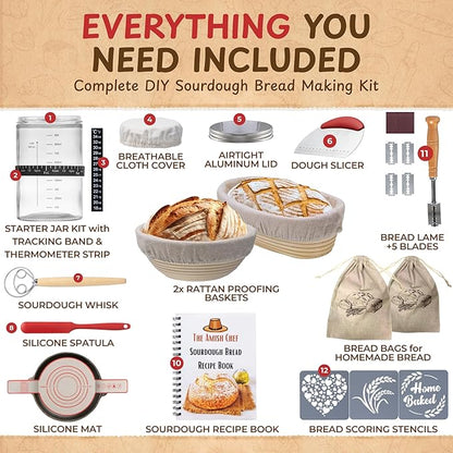 Complete Sourdough Bread Starter Kit, Glass Sourdough Starter Jar Kit & Tons of - Image 2