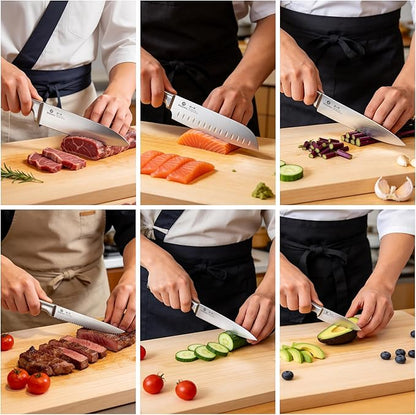 imarku 15-Piece Knife Block Set Built-in Sharpener, Japanese High Carbon - Image 4