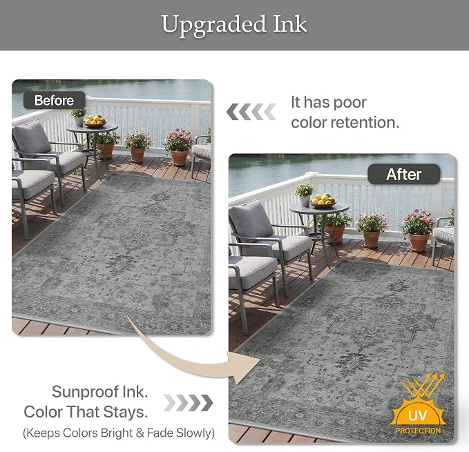 GENIMO Outdoor & Indoor Area Rug 5'x8', Waterproof, Non-Shedding, Easy Cleaning - Image 5