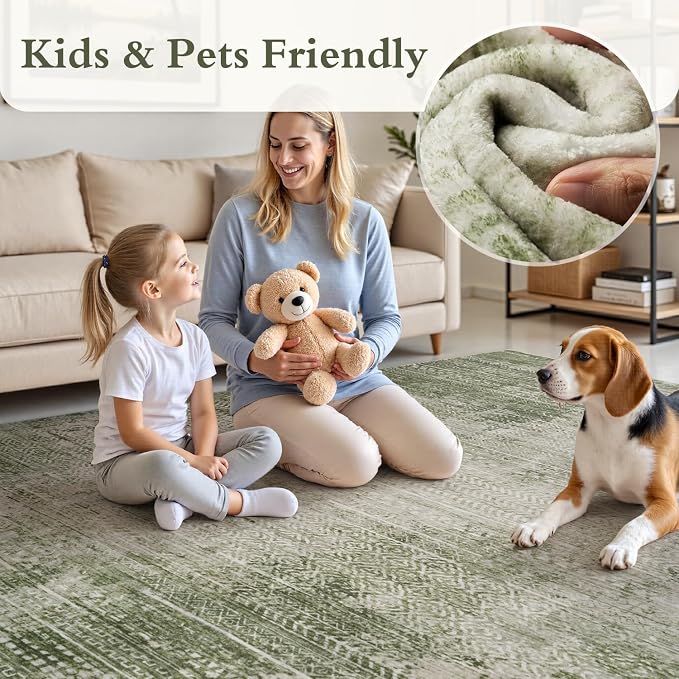 8x10 Area Rugs for Living Room Non Slip Machine Washable Rug Distressed - Image 4