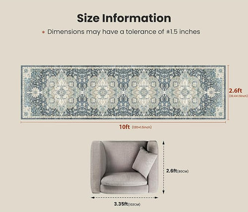 AMADA HOMEFURNISHING 2'6"x10' Washable Area Rug, Low-Profile Entryway Rug - Image 2
