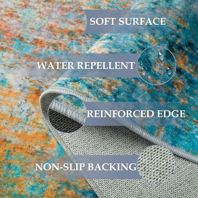 RELEANY Washable Area Rugs 5'x8' Non-Slip Modern Abstract Soft - Image 8