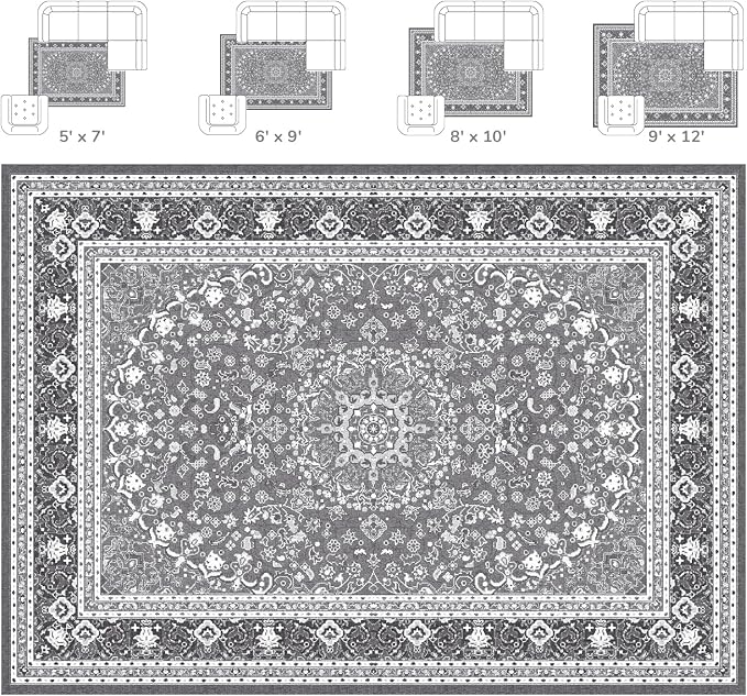 Lessymo 3 x 5 Area Rugs for Living Room- Machine Washable Area Rugs Boho Faux - Image 9