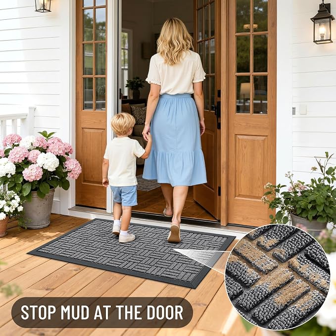 OLANLY Front Door Mat Outside Entrance 35x23, Heavy Duty Sturdy Natural Rubber - Image 7