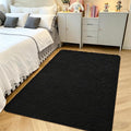 3x5 Black Washable Area Rug for Bedroom, Leaf Geometric Patter Shag Non-Slip by VisittheFlagover