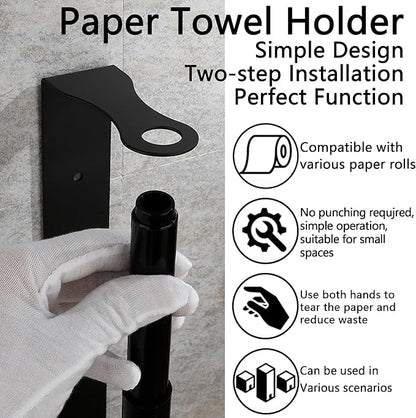 Paper Towel Holder, Self-Adhesive Kitchen Roll Rack, Heavy-Duty Organization - Image 3